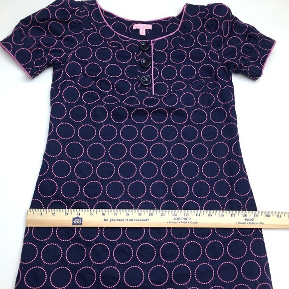 Lilly Pulitzer Women's Dress Navy and Pink Print Short Sleeve Cotton size 4 - Picture 6 of 10